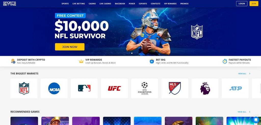 SportsBetting site with sharp odds and crypto banking designed for North Carolina Sports Betting users.